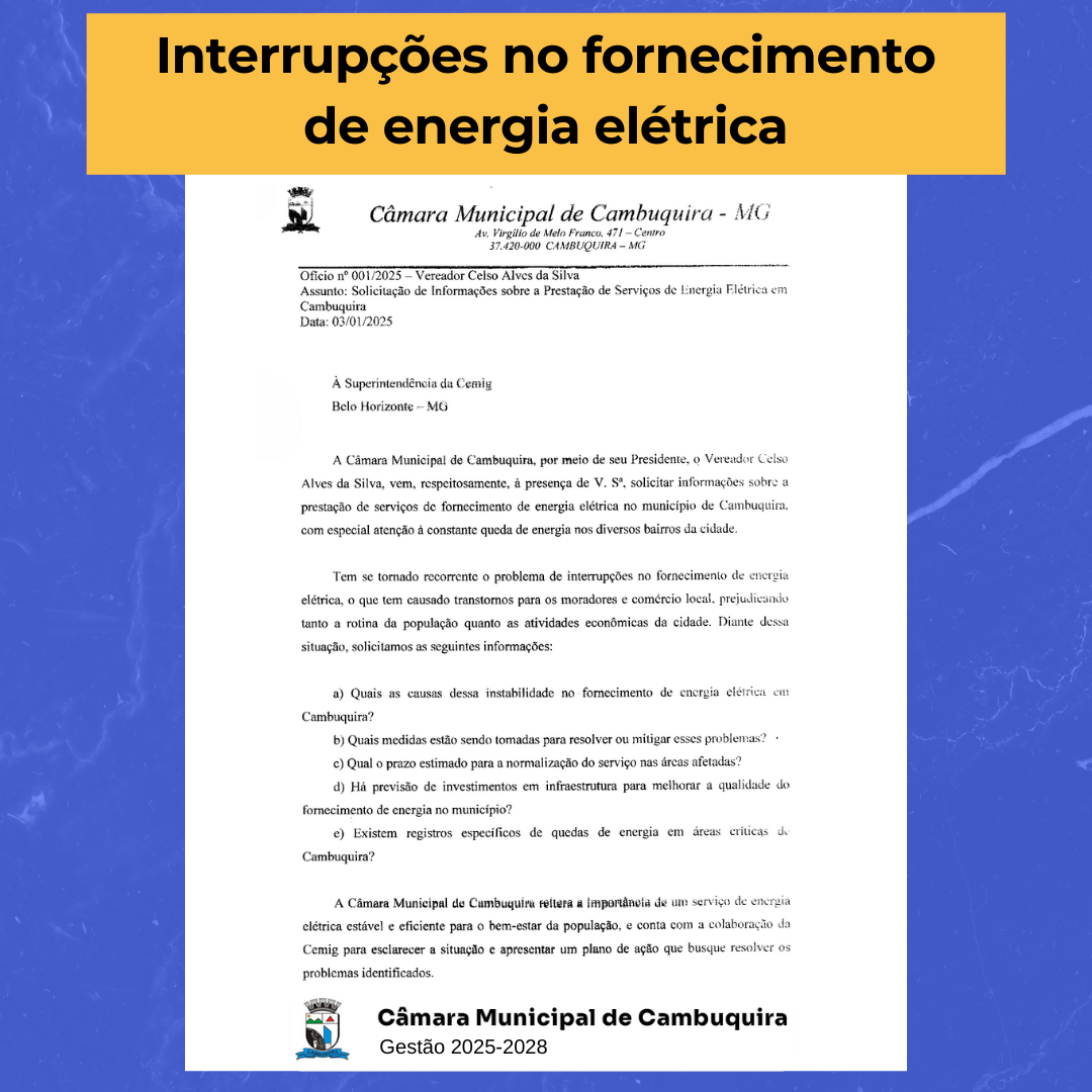 Interrupções no fornecimento de energia elétrica